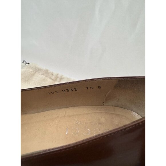 Gucci Shoes Vintage Brown Square Toe Leather Pump Size 7.5 - Picture 6 of 10
